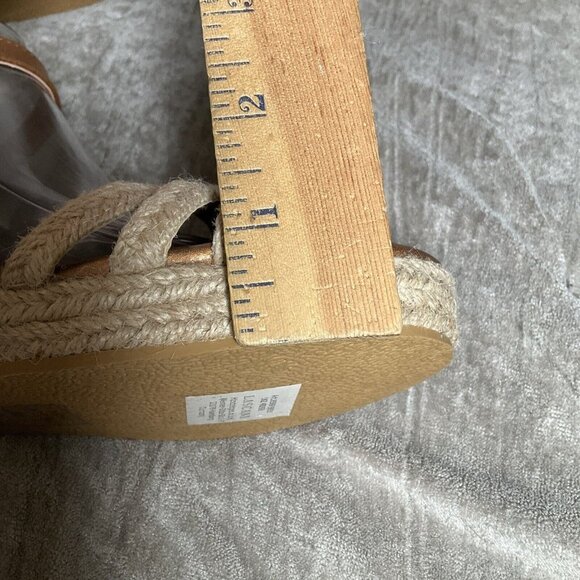 LASCANTA platform Wedge Open toe Espadrille Ankle Strap Sandal 9 Brown - Picture 12 of 14